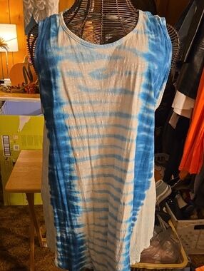 Sky White and Light Blue Striped Tank Top